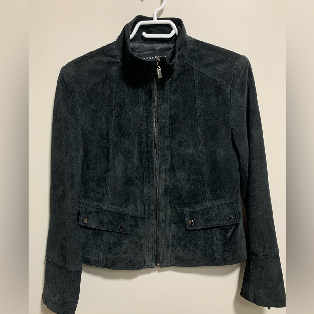 ANNE KLEIN Genuine Suede 100% Leather Black Jacket